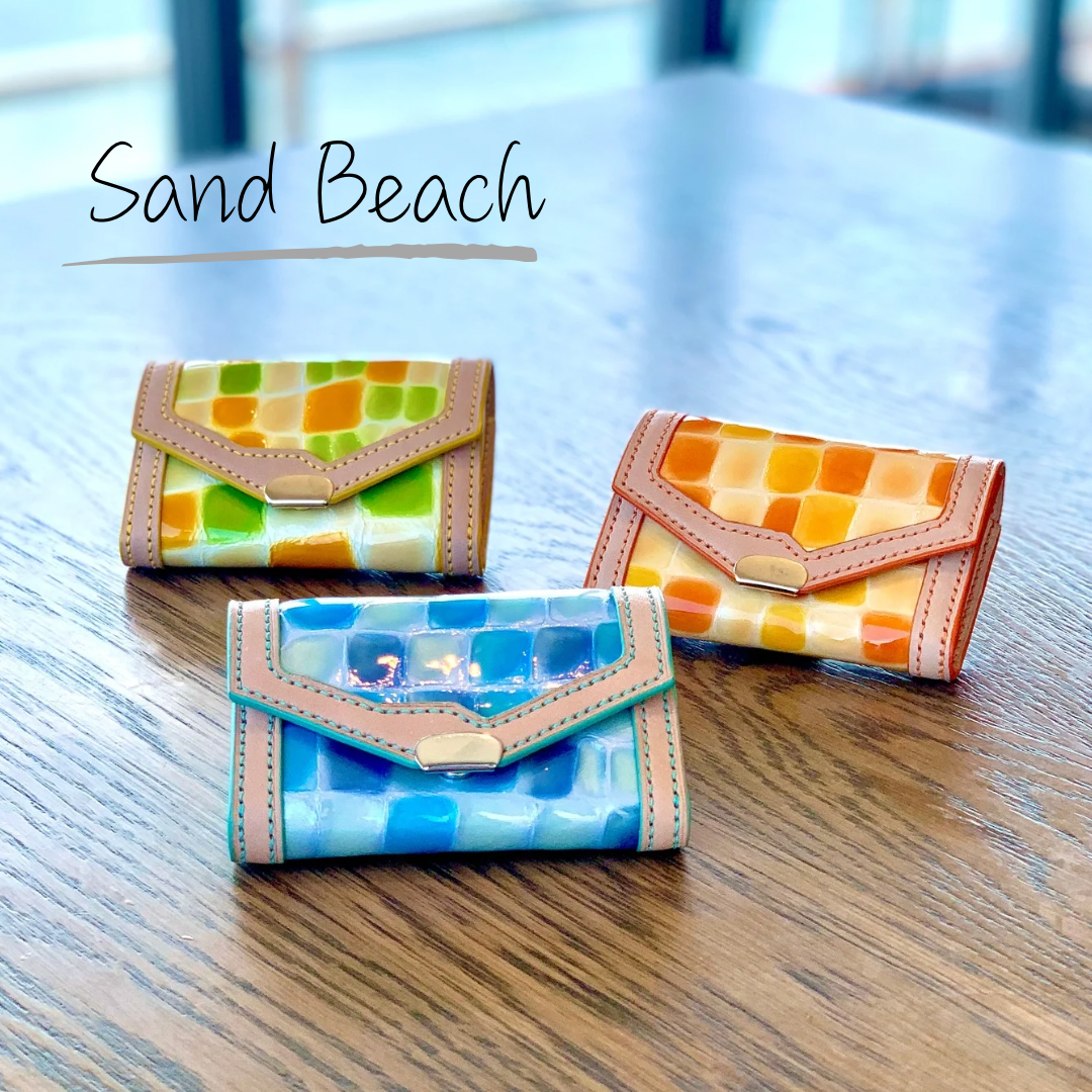 『Sand Beach』ステンドグラスレザーミニ財布