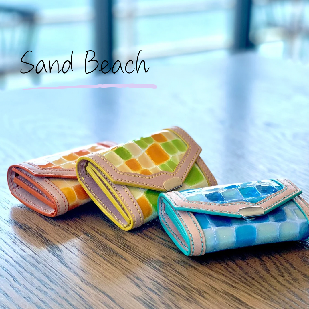 『Sand Beach』ステンドグラスレザーミニ財布